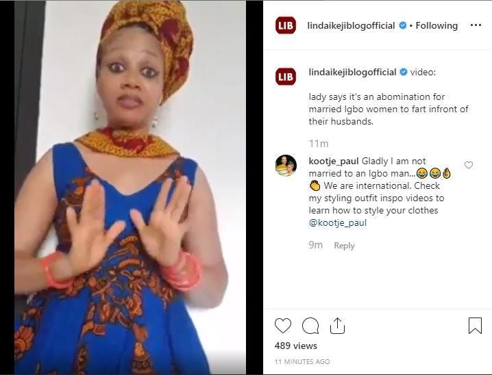 "It’s An Abomination To Fart In Presence Of Your Husband" – Lady Advises Igbo Women (Video)
