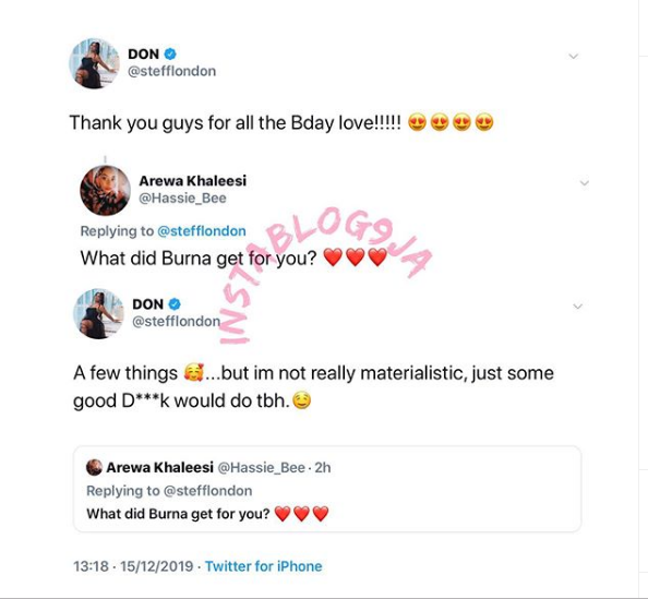 "Just Some Good Dick"- Stefflon Don Revealed What Burna Gave Her For Her Birthday (Photo)