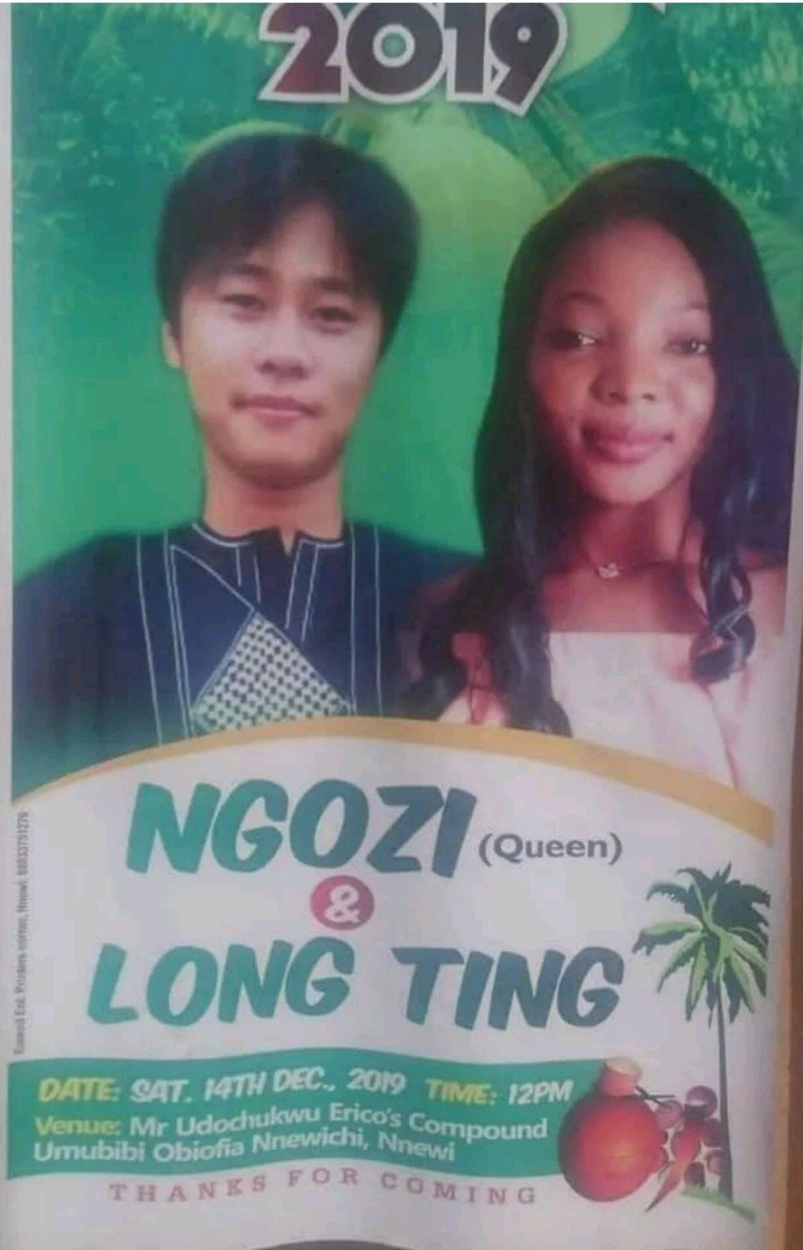 Nnewi Lady Marries Asian Lover, Long Ting (Photos)