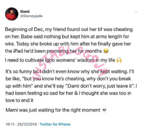 Lady Waited Till Cheating Boyfriend Fulfilled His Promise Before Dumping Him (Photo)