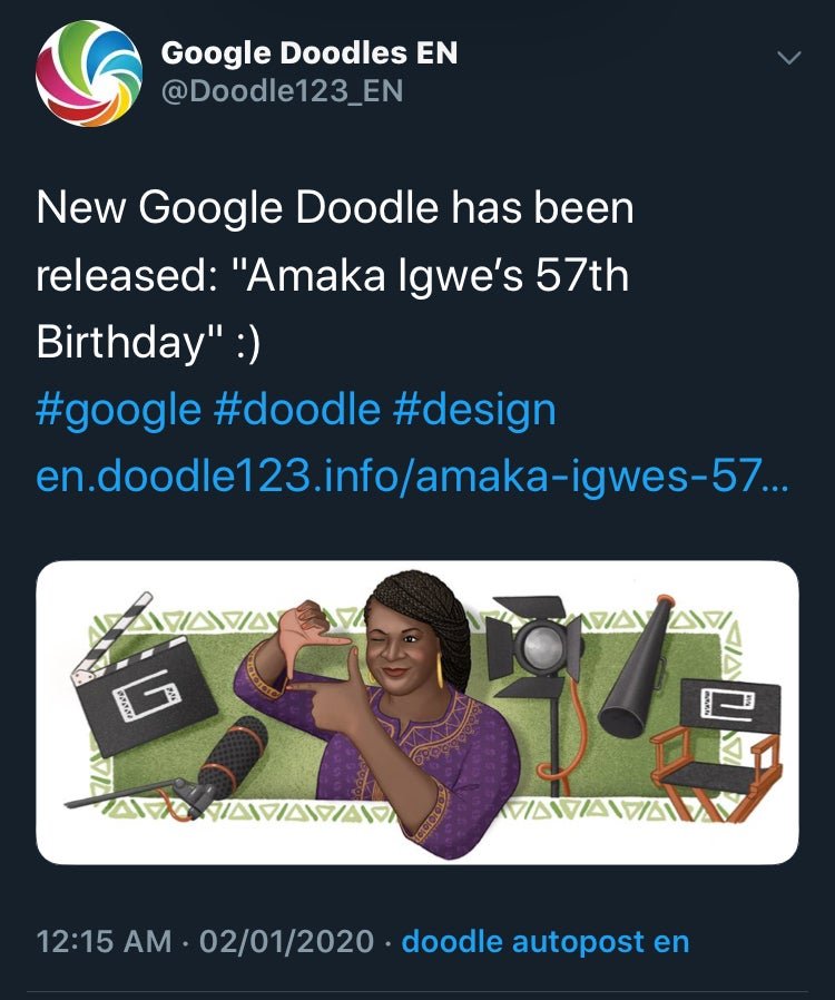 Late Nigerian Filmmaker, Amaka Igwe Honoured By Google With Doodle