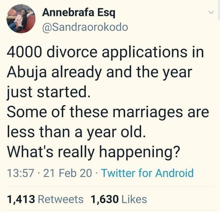 Lawyer Debunks Claim That Over 4000 Couples Have Applied For Divorce In 2020