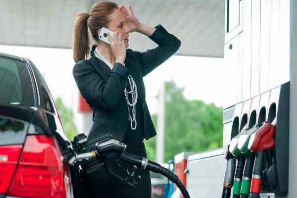Phone call at the filling station