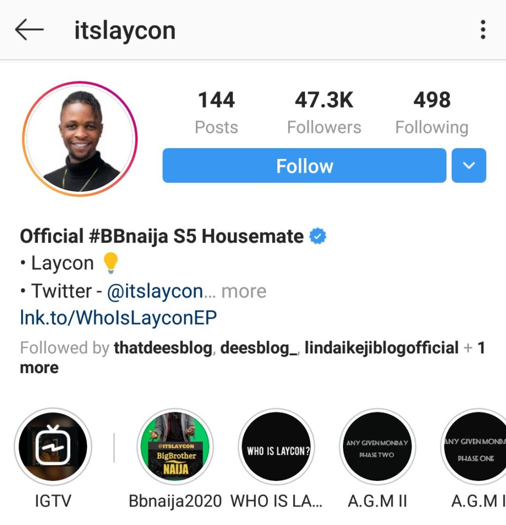 BBNaija: Laycon Becomes First Housemate To Be Verified On Instagram