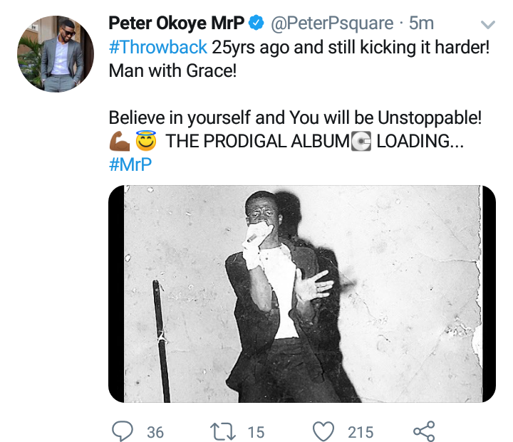 "Believe In Yourself" - Peter Okoye Says As He Shares Throwback Photo
