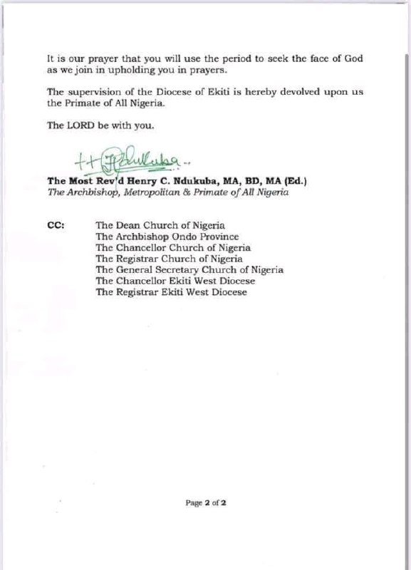 Anglican Bishop Suspended For Sexual Immorality