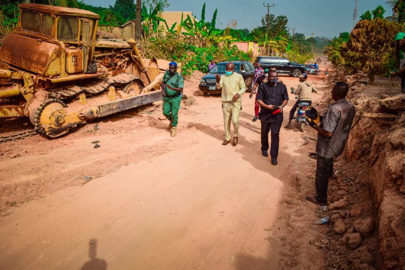 Engr Chris Azubogu inspecting the road 