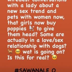 Singer, Expresses Shock After Discovering Ladies Now Buy Dogs To Use As Sex Toys