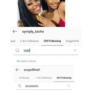 Reality Stars, Tacha And Khafi Allegedly clash, Unfollow Each Other On IG