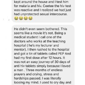  "How My Lover Of Four Years Almost Infected Me With HIV" - 24-Year-Old Lady Narrates