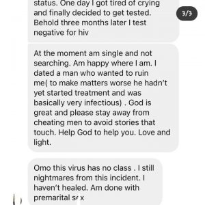  "How My Lover Of Four Years Almost Infected Me With HIV" - 24-Year-Old Lady Narrates