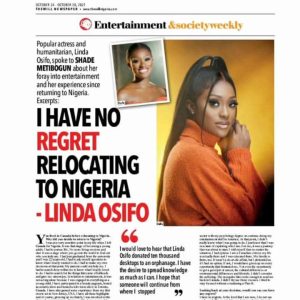 I have No Regrets Relocating To Nigeria From Canada — Actress Linda Osifo