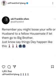 Again, Tega's Husband Raises Speculations About Their Marriage With A Recent Post