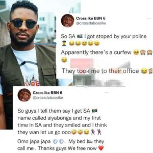 LATEST: BBNaija's Cross Gets Arrested In South Africa