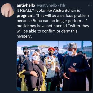 ‘Aisha Buhari Is Pregnant?’ — Nigerians React To New Photos Of First Lady (Photos)