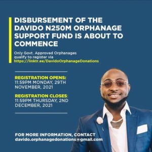 Main Condition Required For Orphanages To Benefit From N250m Donation - Davido Reveals