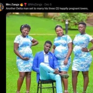 WOW: Man Allegedly Set To Tie The Knot With Three Pregnant Lovers In Delta