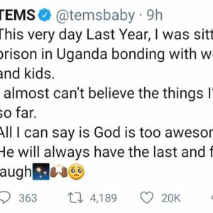 Singer Tems Reflects On Her Time In Ugandan Prison One Year After