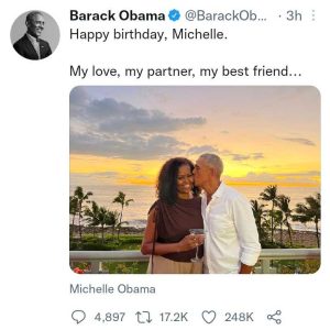 See How Obama Celebrated Wife, Michelle On Her Birthday