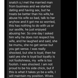 Side Chick Shares Experience With Married Man As She Advises Women