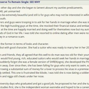 "Above 30 Women Should Remain Single" Man Says As He Narrates Relationship Of His Aunts