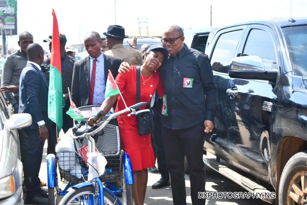 Reactions Over Emotional Photo Of Peter Obi With Teary Female Supporter Causes Stir

